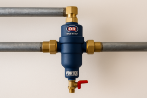 „Magnetni filter za gas OR VORTEX Italy – montiran na instalaciji grejnog sistema, separator nečistoća i mulja“