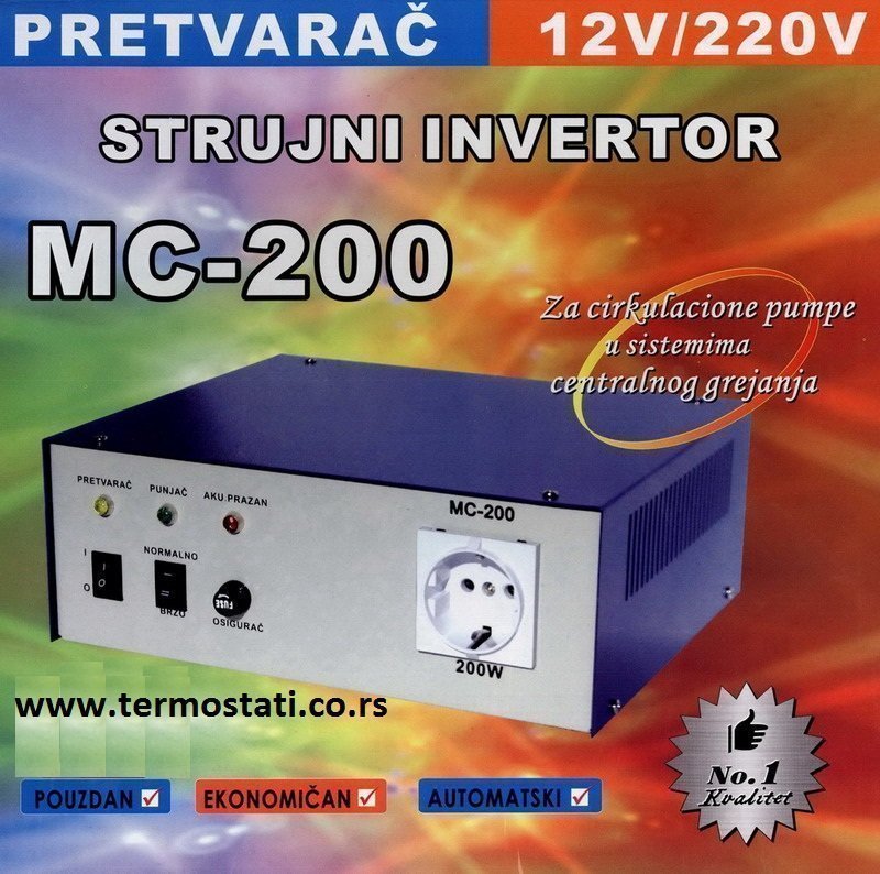 Pretvarač napona MC-200 sa baterijom 12V 220V za pumpe i centralno grejanje